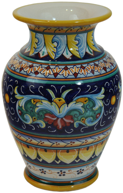 Vase Italien En Céramique FG – Motifs Fleurs Primavera – Multicolore – État Correct