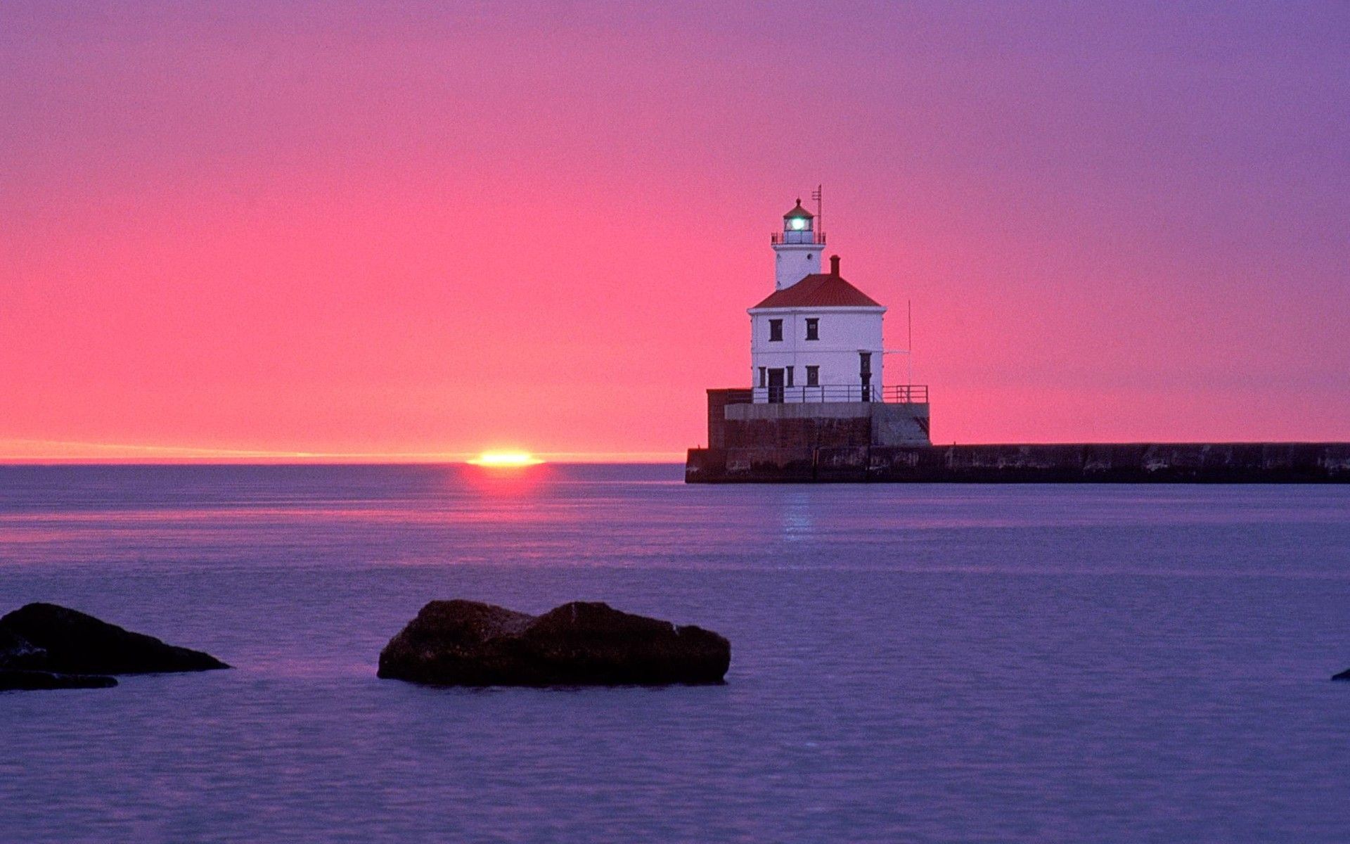 Coucher De Soleil Sur Le Phare