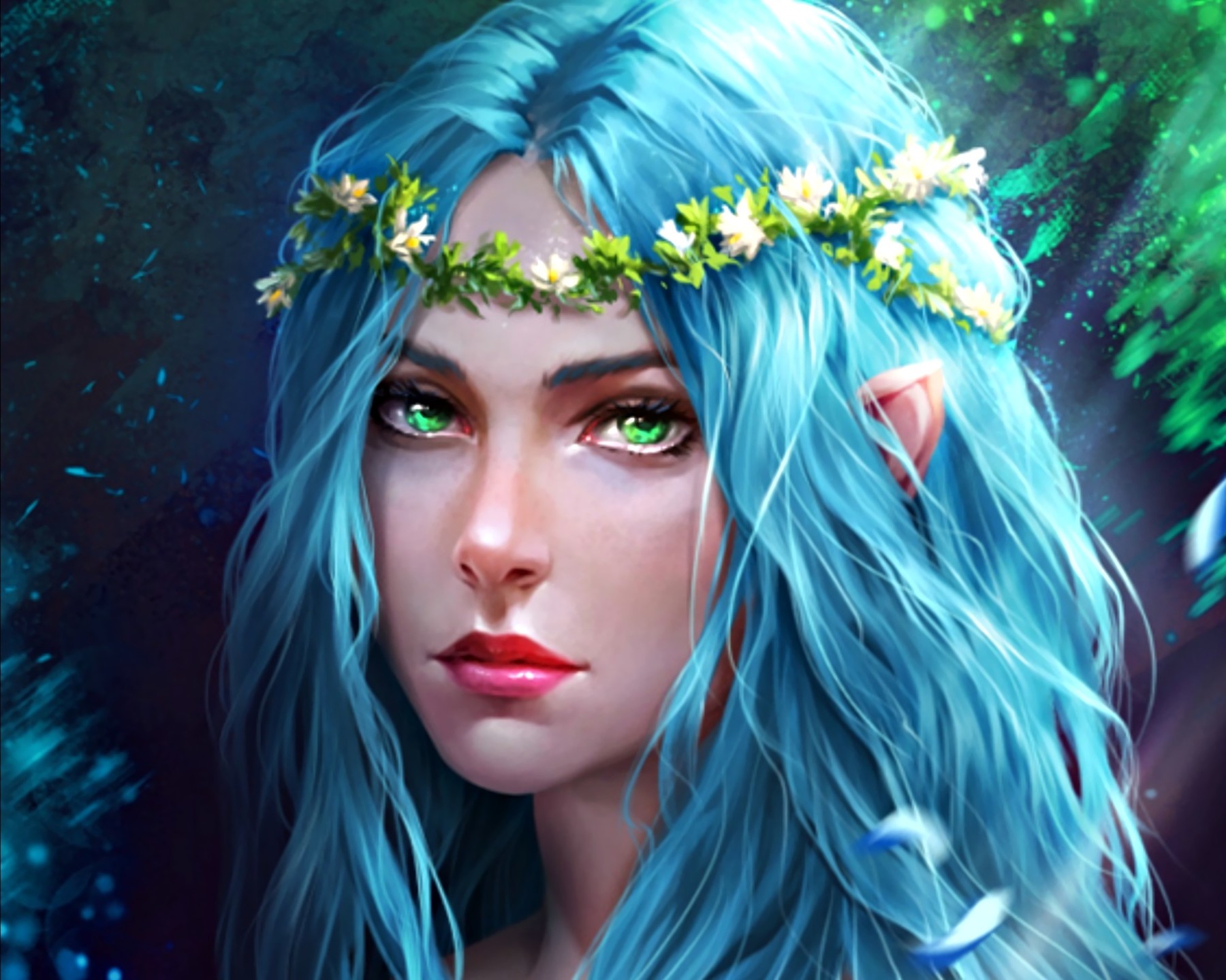 elf blue hair portrait
